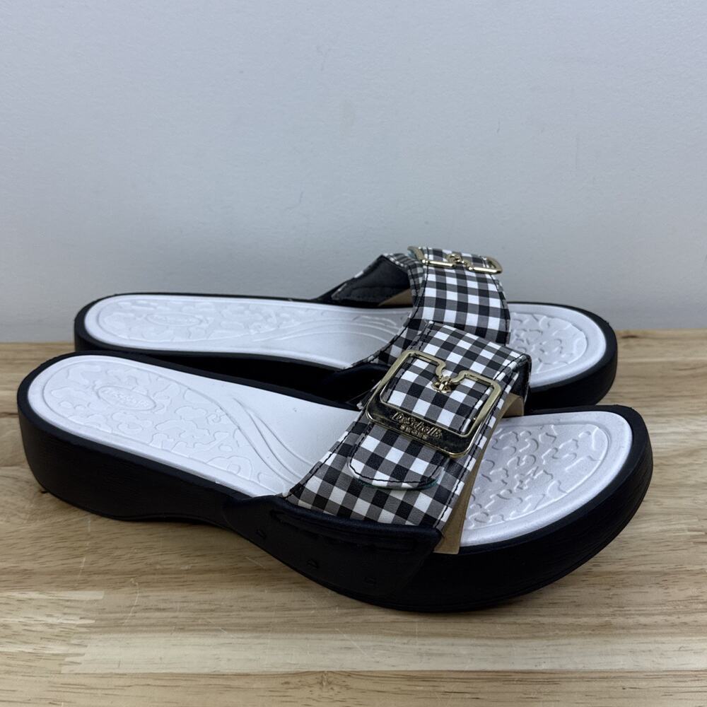 Dr. Scholl's Women's Rock On Max Slip On Buckle Slide Sandals Plaid Size 10M